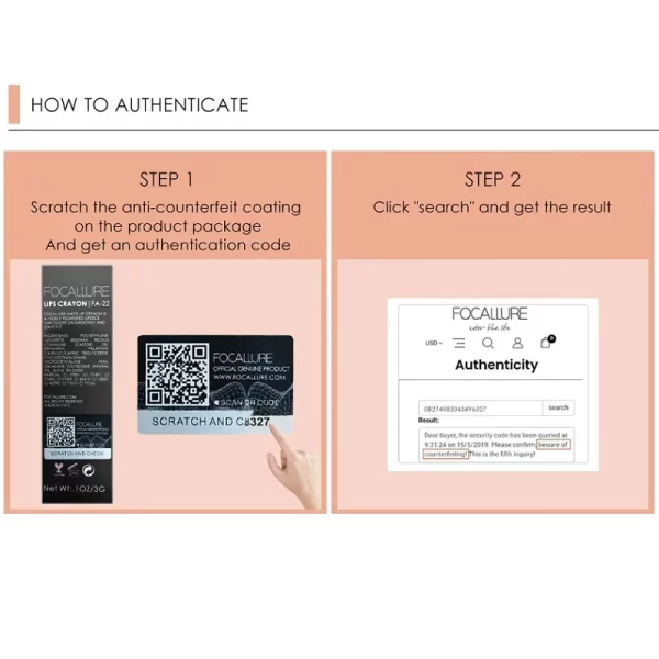 Focallure Product Authentication Method